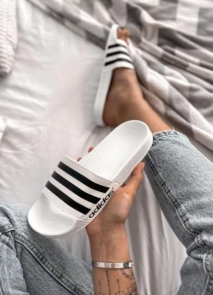 Женские шлепанцы adidas white 🌶 smb