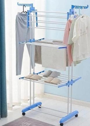 Многоярусная сушилка для белья, вещей, одежды garment rack with wheels  складная8 фото