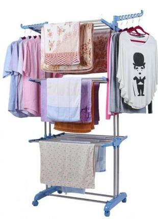 Многоярусная сушилка для белья, вещей, одежды garment rack with wheels  складная2 фото