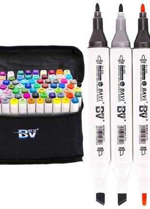 Cкетч маркеры двусторонние набор 80 цветов в сумке bv800-801 фото