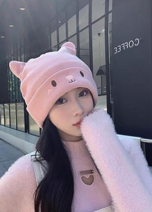 Шапка котик 55-58 см розовая