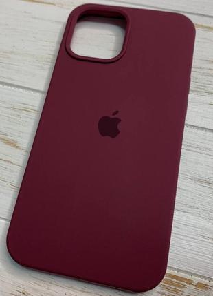 Силиконовый чехол silicone case для iphone 12 pro max 67 бордовый plum (бампер)