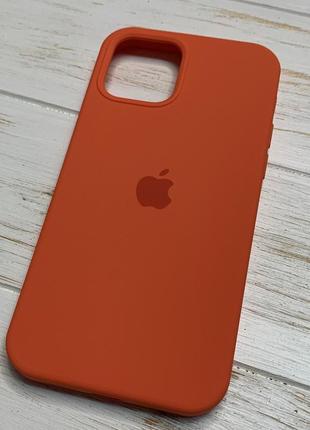 Силіконовий чохол silicone case для iphone 12 / 12 pro з закритим низом оранжевий apricot orange 2 (бампер)