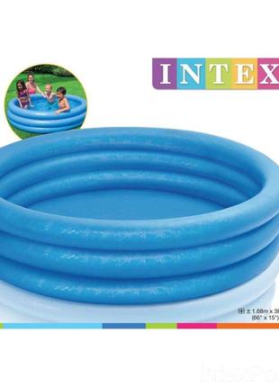 Детский надувной бассейн intex «синий кристалл» круглый размером 147х33 см на 330 литров5 фото