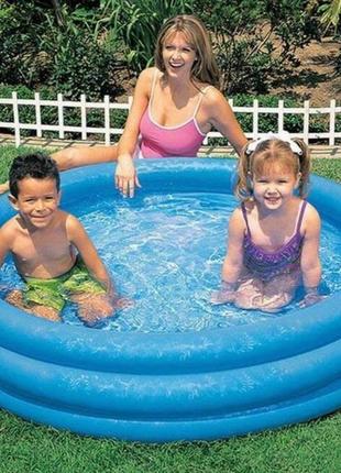 Детский надувной бассейн intex «синий кристалл» круглый размером 147х33 см на 330 литров6 фото