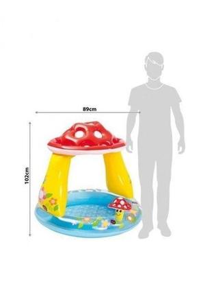Детский надувной игровой центр бассейн грибочок intex 57114 с навесом и надувным дном4 фото