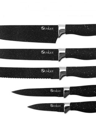 Набор кухонных ножей 6 предметов с магнитной подставкой unique un-1841-ks3 фото