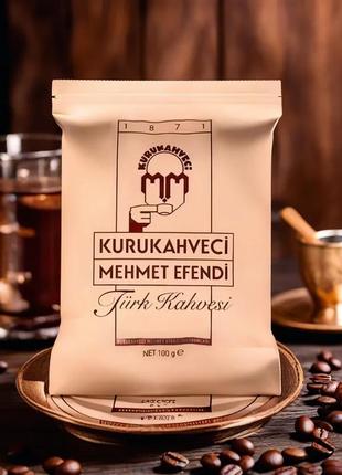 Турецкий кофе молотый для турки kurukahveci mehmet efendi 100% арабика оригинал 100 г. турция1 фото