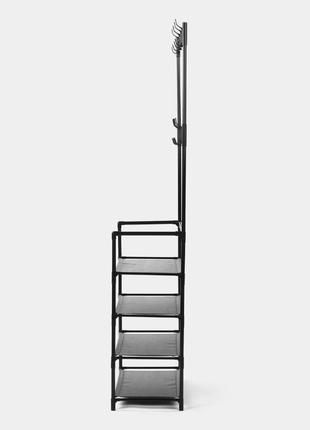 Стійка для одягу та взуття подвійна, вішалка для одягу double floor чорна4 фото