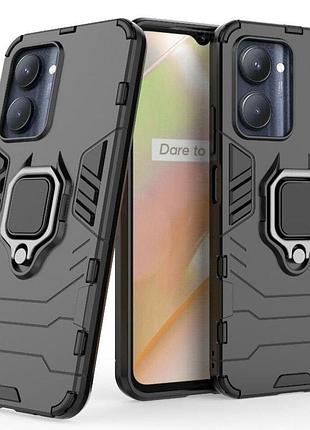Чехол fiji ring для realme c33 2023 бронированный бампер с кольцом подставкой черный