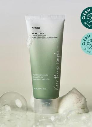 Гель-пенка для умывания с янтарной кислотой anua heartleaf succinic moisture cleansing foam 150 мл