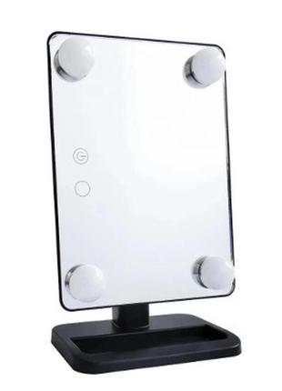 Настольное зеркало для макияжа cosmetie mirror с подсветкой (черный)