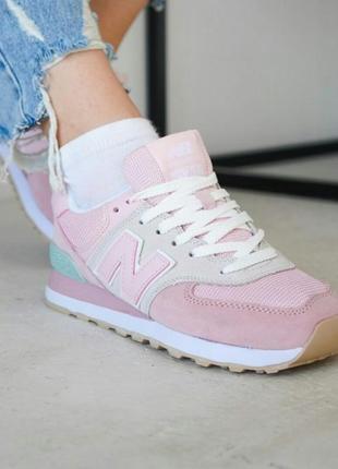 Шикарні рожеві кросівки new balance 574 pink кросівки