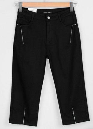 Стильные черные джинсовые шорты бриджи капри2 фото