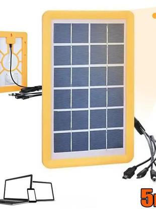Портативний зарядний пристрій від сонячної батареї ep-0902 5в1 6v-3w usb для телефону, планшета, павербанка1 фото