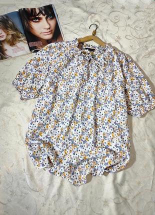 Блуза большой размер, в нежный цветочный принт3 фото