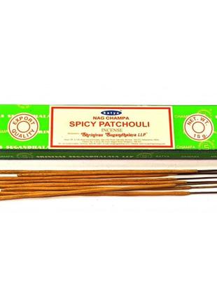 Натуральные пыльцевые благовония spicy pachouli (спайси пачули) от фирмы satya (сатья) 15 г