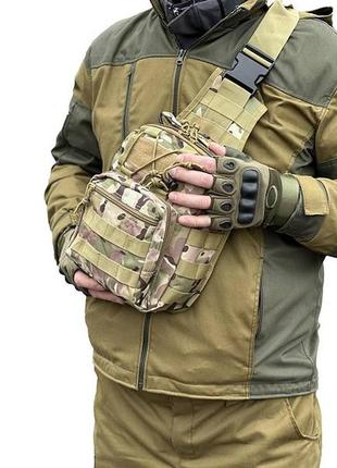 Багатофункціональна тактична сумка на плече з карабіном фастекс2 фото