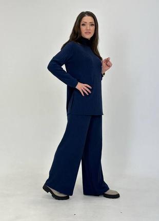 Женский костюм удлиненная кофта и штаны палаццо5 фото