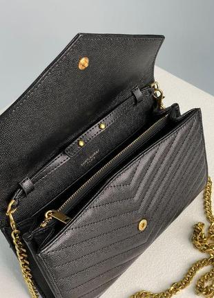 Женская сумка yves saint laurent cassandre matelasse chain wallet in grain de poudre premium7 фото
