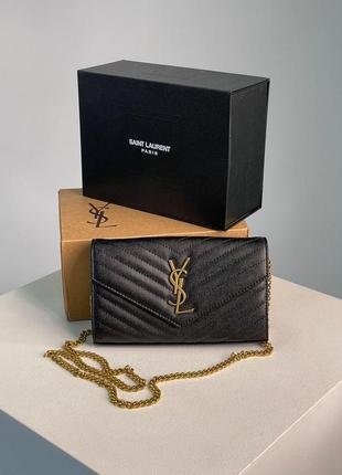 Женская сумка yves saint laurent cassandre matelasse chain wallet in grain de poudre premium2 фото