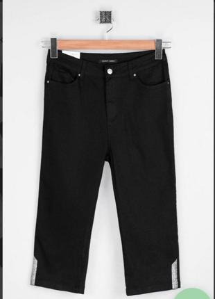 Стильні чорні джинсові шорти, бриджі шорти зі стразами великий розмір батал4 фото