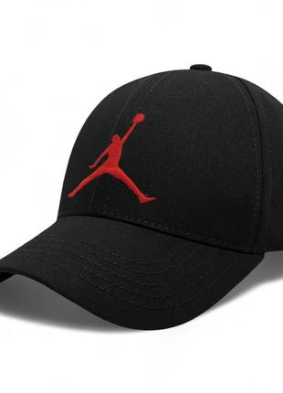 Кепка jordan вишивка бейсболка джордан чорна з червоним логотипом m 54-59 \ l 59-621 фото