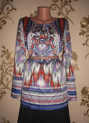 Шелковая блуза в орнамент -48-50р
