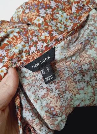 Топ на пуговицах рукав фонарик блуза в цветочный принт размер xl6 фото
