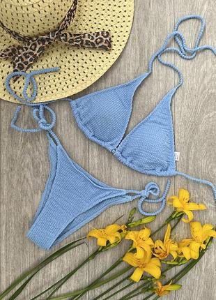 Купальник голубой жатка треугольники