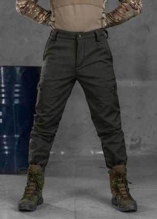 Тактические брюки softshell oliva с резинкой 50824