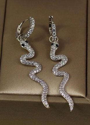 Сережки підвіски xuping jewelry звивальна змія 5,2 см сріблясті