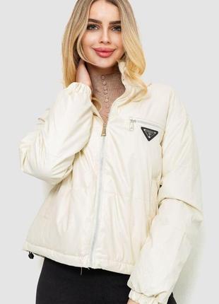 Куртка женская из мягкой экокожи, цвет молочный, 186r0951 фото