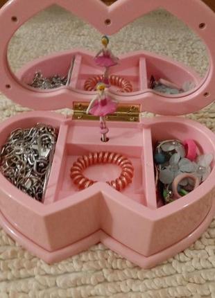 Рожева механічна музична шкатулка скринька барбі/ barbie з балериною💖6 фото