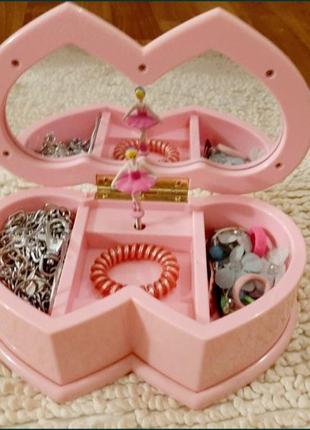 Рожева механічна музична шкатулка скринька барбі/ barbie з балериною💖3 фото