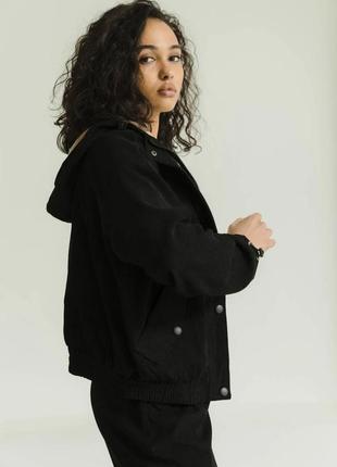 Молодежная вельветовая куртка короткая из качественной итальянской ткани 42-52 размеры разные цвета черная1 фото