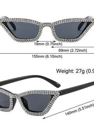 Сонцезахисні окуляри «котяче око» зі стразами y2k.3 фото