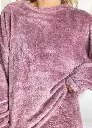 Красивый махровый теплый костюм-пижама6 фото