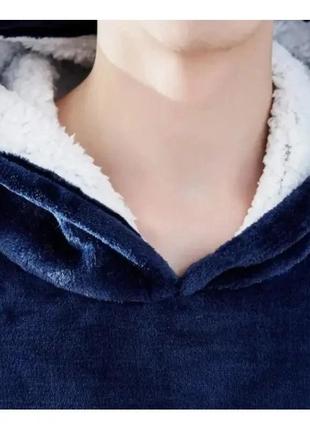 Толстовка плед с капюшоном huggle hoodie синий2 фото