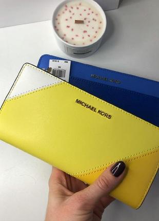 Гаманець брендовий michael kors money pieces yellow шкіра оригінал кошелек1 фото