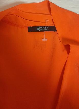 Невторимая шелковая блузка оранжевого цвета guess by marciano, молниеносная отправка6 фото