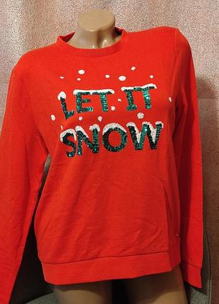 Красивый красный новогодний свитшот, мирмер