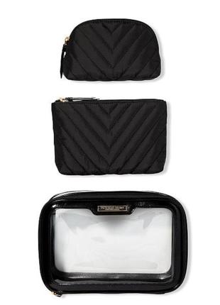 3 в 1 косметичка 3-piece makeup bag black victoria’s secret4 фото