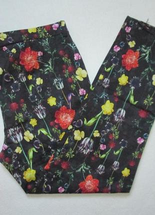 Красивенные летние стильные стрейчевые брюки в цветочный принт высокая посадка h&m6 фото
