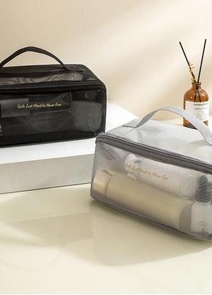 Большая косметичка органайзер несессер для косметики сетка