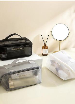 Большая косметичка органайзер несессер для косметики сетка