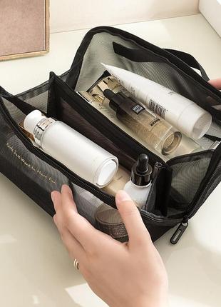Большая косметичка органайзер несессер для косметики сетка