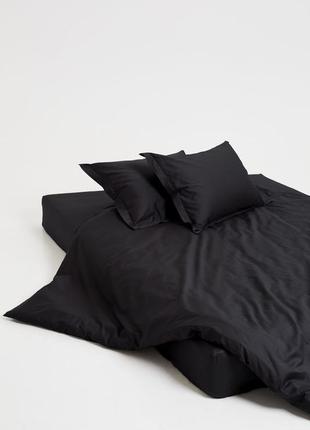 Постельное белье total black хлопок 100% люкс питораспальный двухспальный евро семейка 🧺 черный комплект постельного белья6 фото