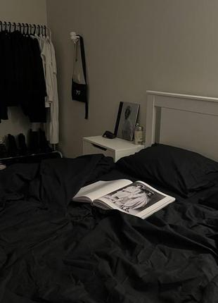 Постельное белье total black хлопок 100% люкс питораспальный двухспальный евро семейка 🧺 черный комплект постельного белья7 фото