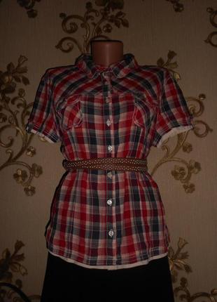 Хлопковая рубашка в клетку - 50 р